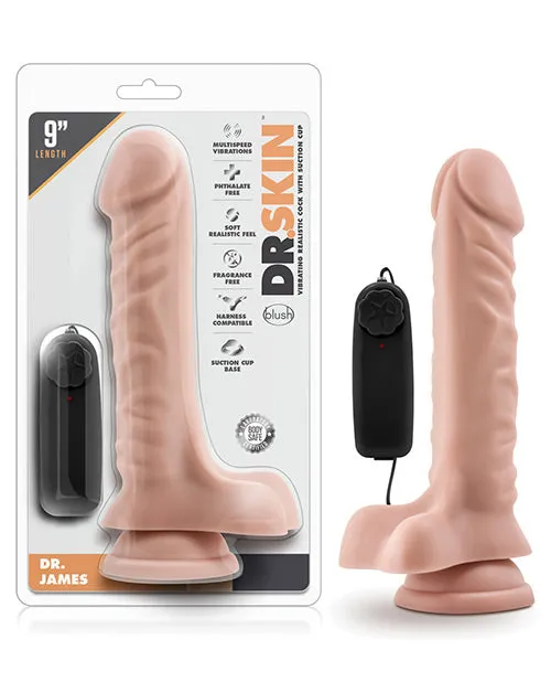 Dr James 9 Vibrating Cock Vanilla Blush Novelties Dildos