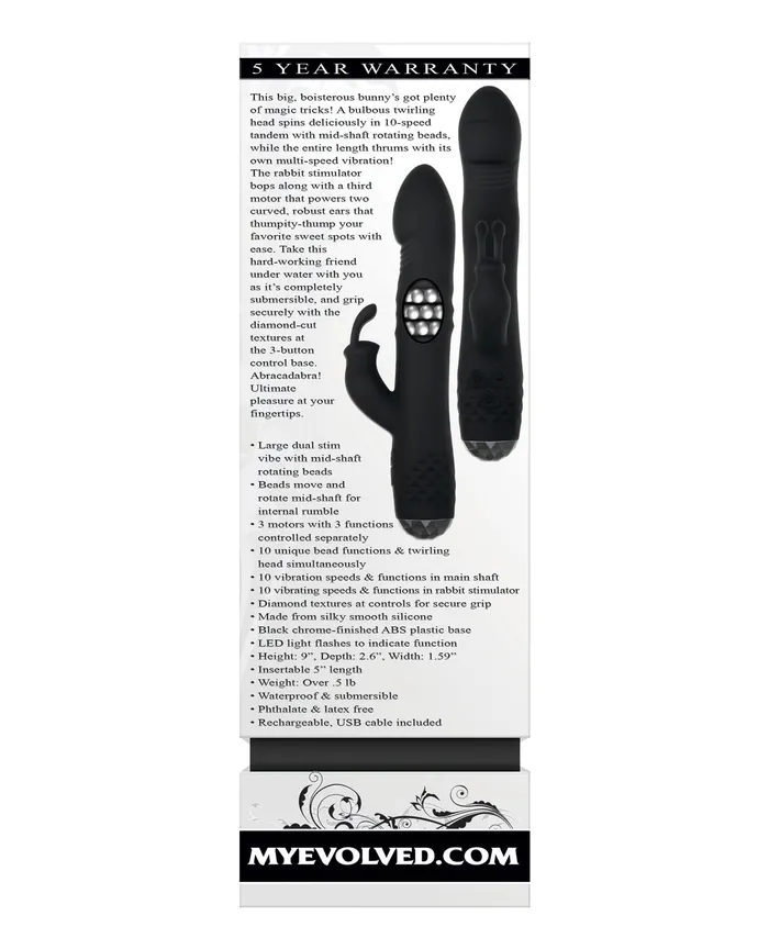 Evolved Novelties INC Bodacious Bunny Rotating Rabbit Black Vibrators