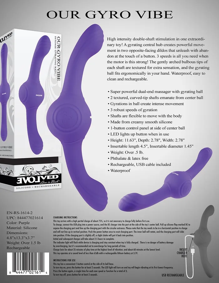 Evolved Novelties Our Gyro Vibe Super Powerful DualEnd Massager With Spinning Ball Female Sex Toys