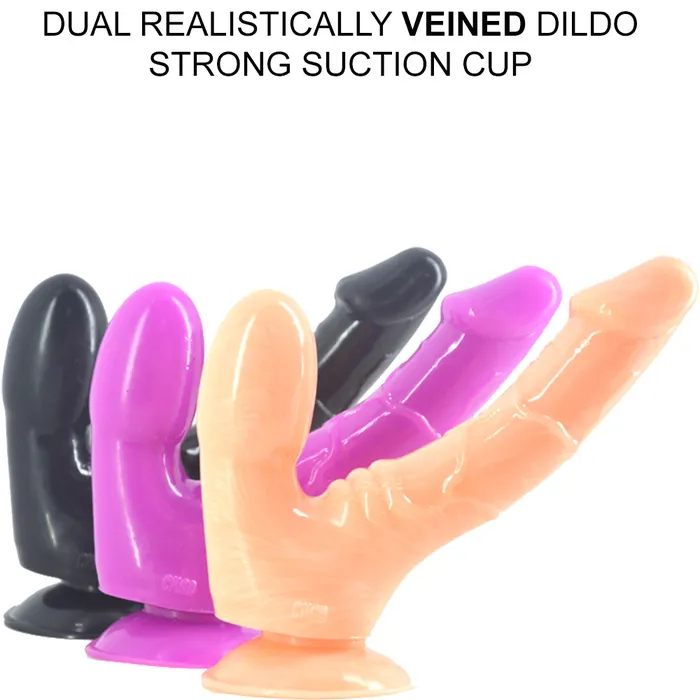 FAAK Dildos FAAKCHGD025 Realistic Double Anal Dildo Dong Purple