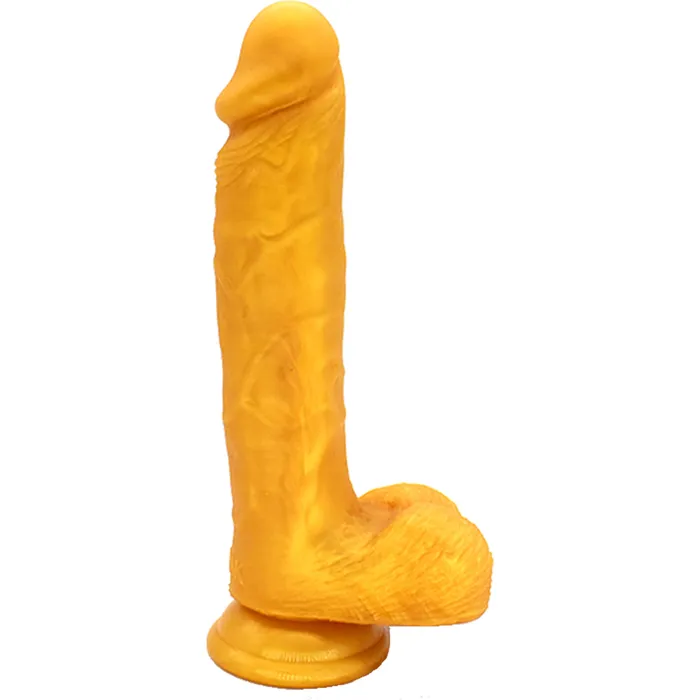 FAAK FAAKG105 23cm Large Realistic Veined Dildo Liquid Silicone Gold Female Sex Toys