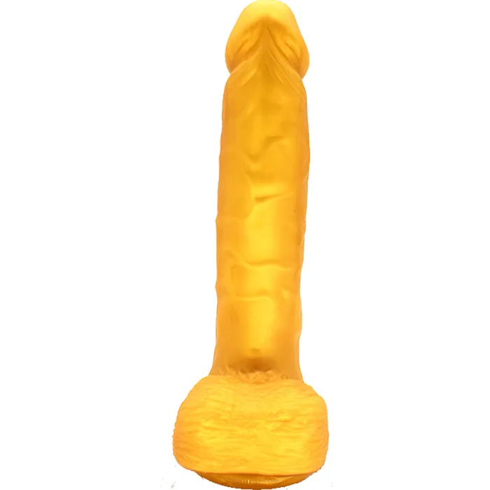 FAAK FAAKG105 23cm Large Realistic Veined Dildo Liquid Silicone Gold Female Sex Toys