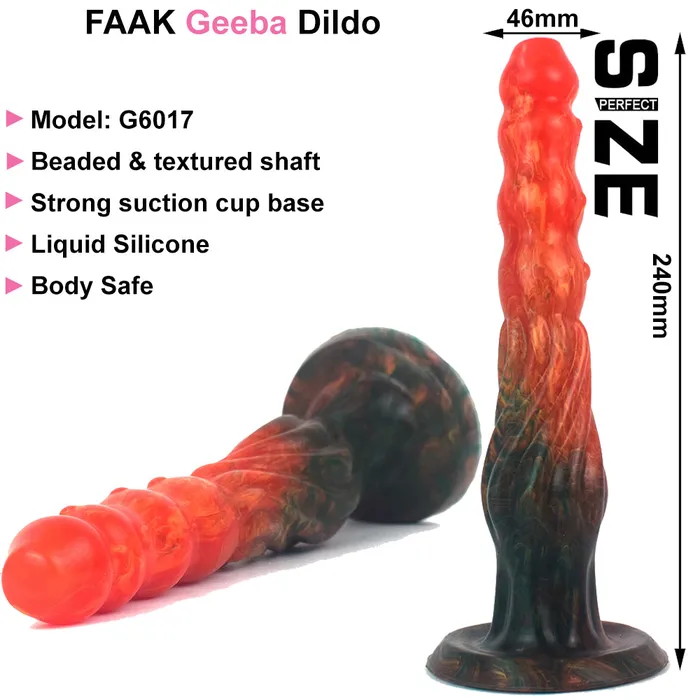 FAAK Female Sex Toys FAAK G6017 Liquid Silicone 95 Scaled Ribbed Dildo Anal Plug Large Butt Dong