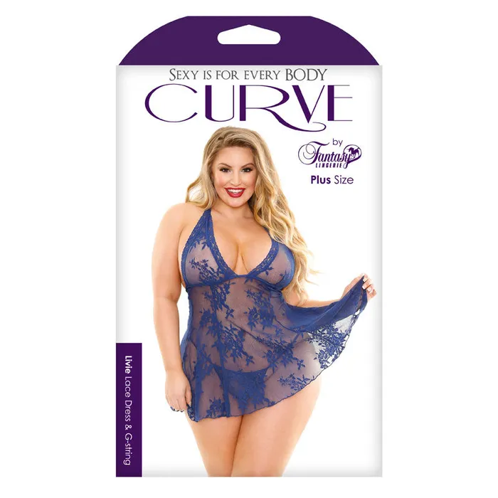 Fantasy Lingerie Vibrators Curve Livie Lace Chemise GString