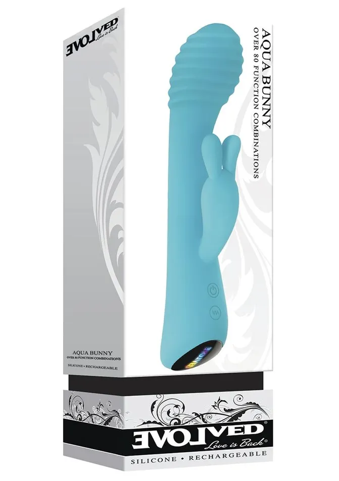 Female Sex Toys Aqua Bunny Rechargeable Silicone Rabbit Vibrator with 80 Functions Evolved