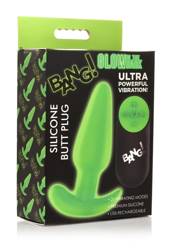 Female Sex Toys BANG Bang 21x Glow In The Dark Rechargeable Silicone Butt Plug with Remote