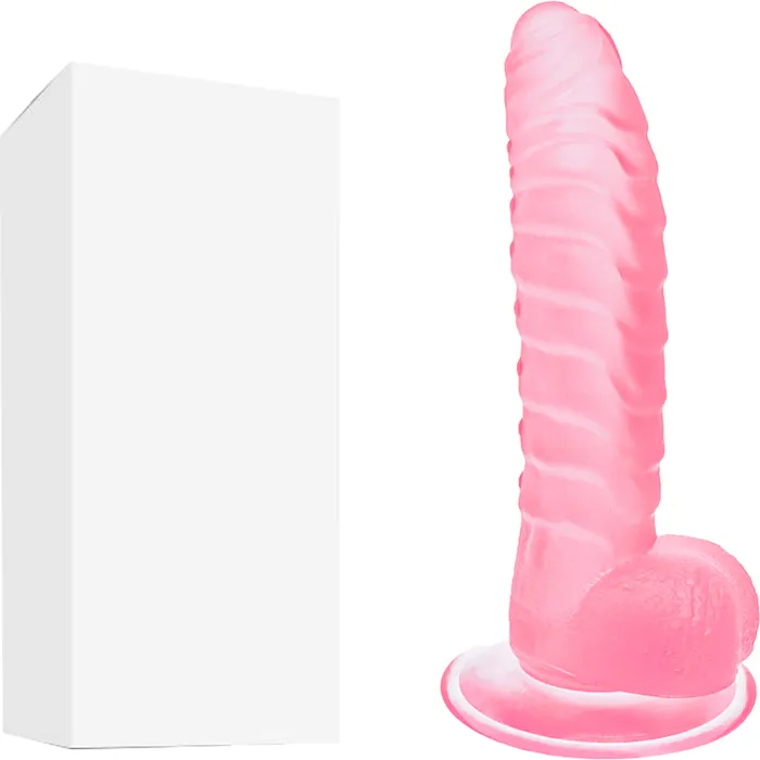 Female Sex Toys BeBuZZed Bebuzzed Dino Ribbed Dildo with Balls Suction Cup Base Pink