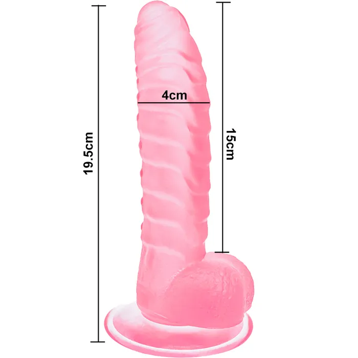 Female Sex Toys BeBuZZed Bebuzzed Dino Ribbed Dildo with Balls Suction Cup Base Pink