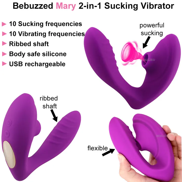 Female Sex Toys Bebuzzed Mary 2 in 1 Sucking Vibrator Bebuzzed