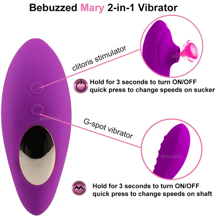 Female Sex Toys Bebuzzed Mary 2 in 1 Sucking Vibrator Bebuzzed