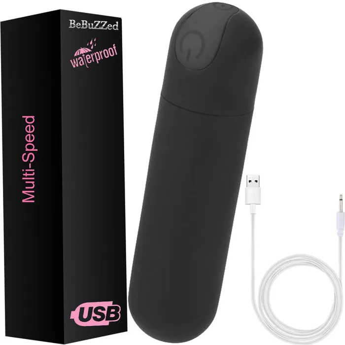 Female Sex Toys Bebuzzed Ultra Bullet Powerful Vibrator USB Black BeBuZZed