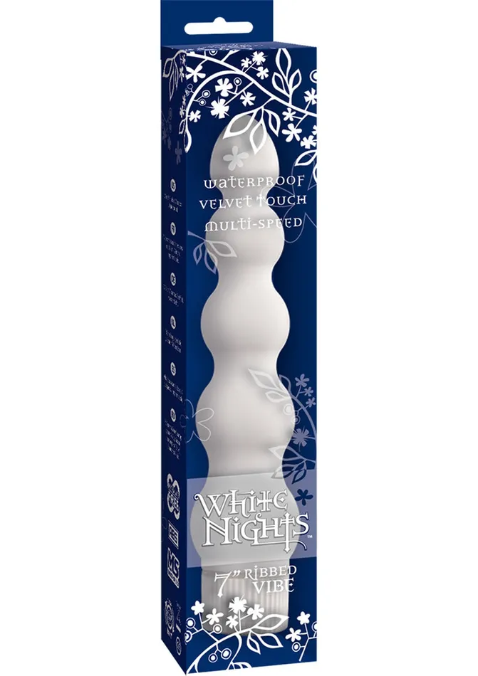 Female Sex Toys Doc Johnson White Nights Ribbed Waterproof Vibrator