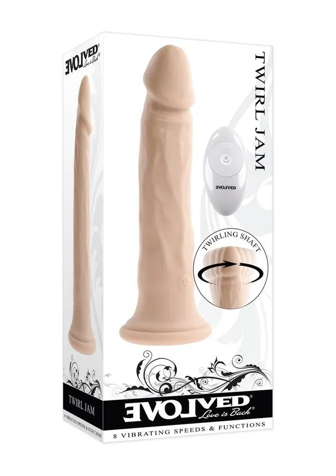 Female Sex Toys Evolved Twirl Jam Silicone Rechargeable Vibrating Dildo with Remote