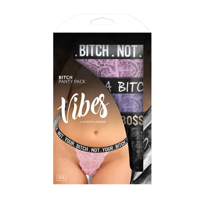 Female Sex Toys Fantasy Lingerie Vibes Bitch 3pk Lace Panty