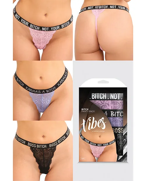 Female Sex Toys Fantasy Lingerie Vibes Bitch 3pk Lace Panty