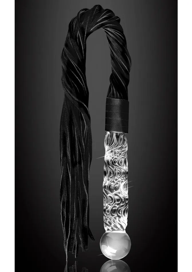 Female Sex Toys Icicles Icicles No 38 Textured Glass Dildo with Flogger