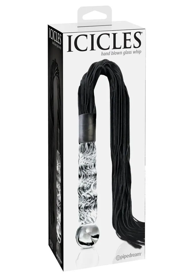 Female Sex Toys Icicles Icicles No 38 Textured Glass Dildo with Flogger