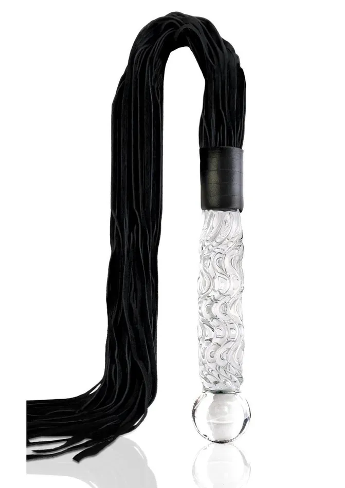 Female Sex Toys Icicles Icicles No 38 Textured Glass Dildo with Flogger