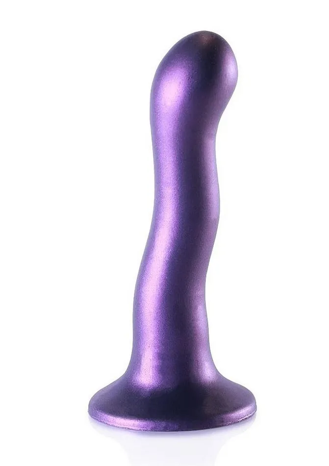 Female Sex Toys Ouch Ultra Soft Curvy GSpot Silicone Dildo 7in Metallic Ouch