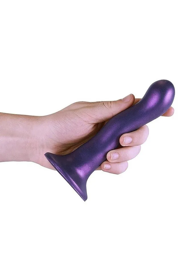 Female Sex Toys Ouch Ultra Soft Curvy GSpot Silicone Dildo 7in Metallic Ouch