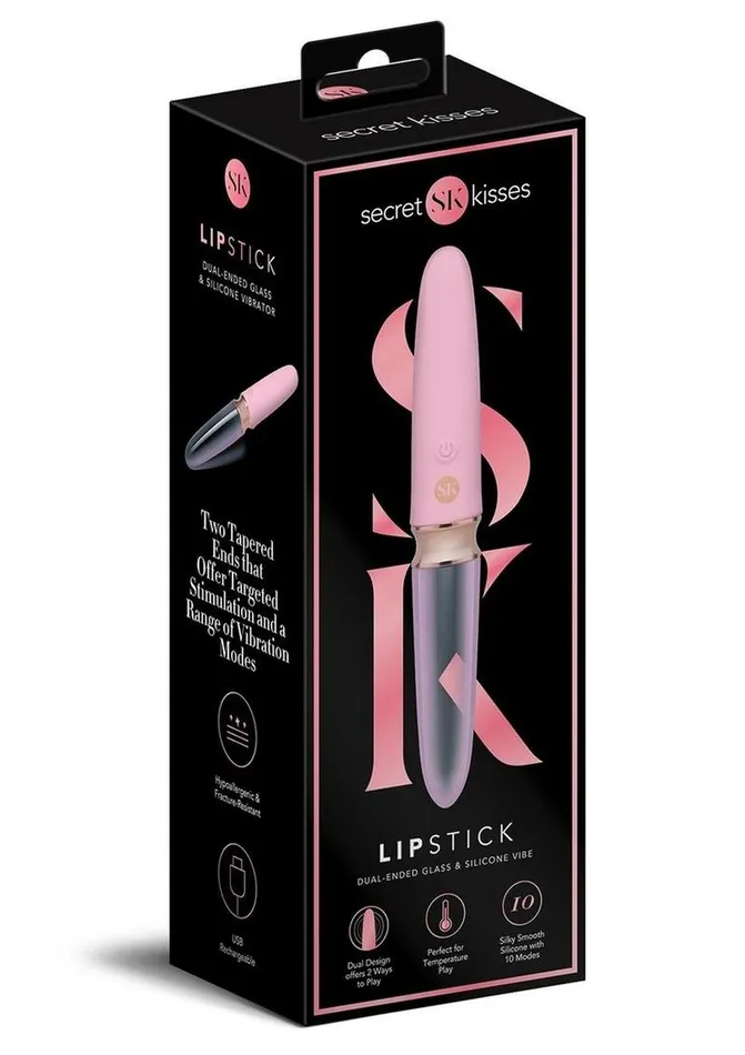 Female Sex Toys Secret Kisses Glass Lipstick Rechargeable Silicone Dual End Vibrator Secret Kisses