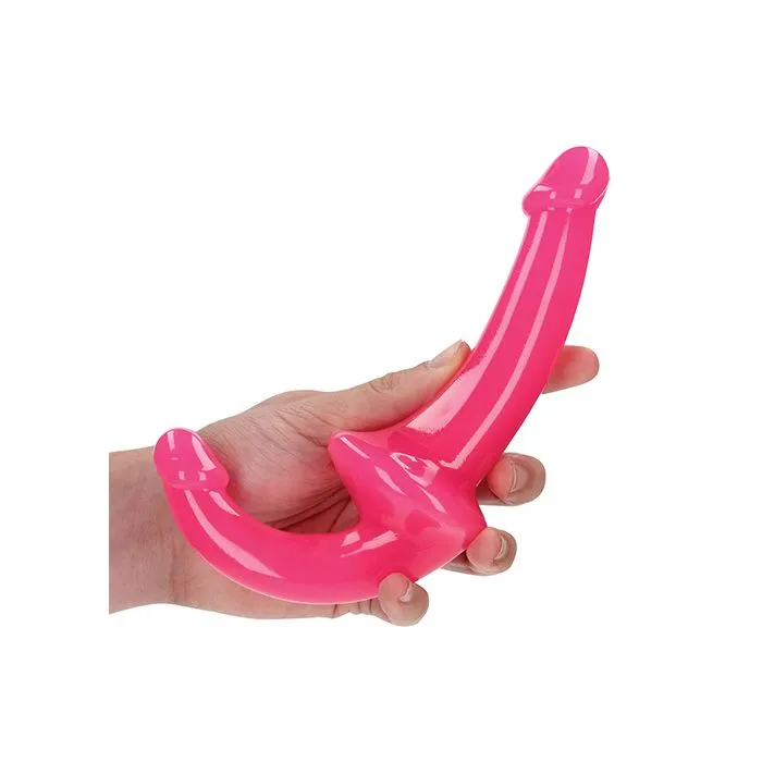 Female Sex Toys Shots America LLC RealRock 6 Strapless Strap On Glow in the Dark Neon Pink