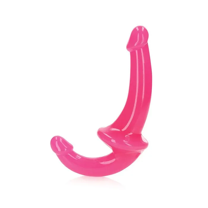 Female Sex Toys Shots America LLC RealRock 6 Strapless Strap On Glow in the Dark Neon Pink