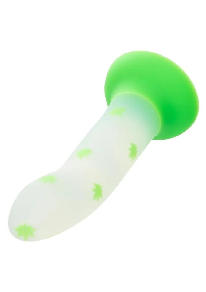 Glow Stick Female Sex Toys Glow Stick Leaf Silicone Glow In The Dark Dildo with Suction Base