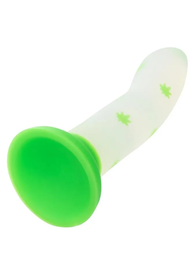 Glow Stick Female Sex Toys Glow Stick Leaf Silicone Glow In The Dark Dildo with Suction Base