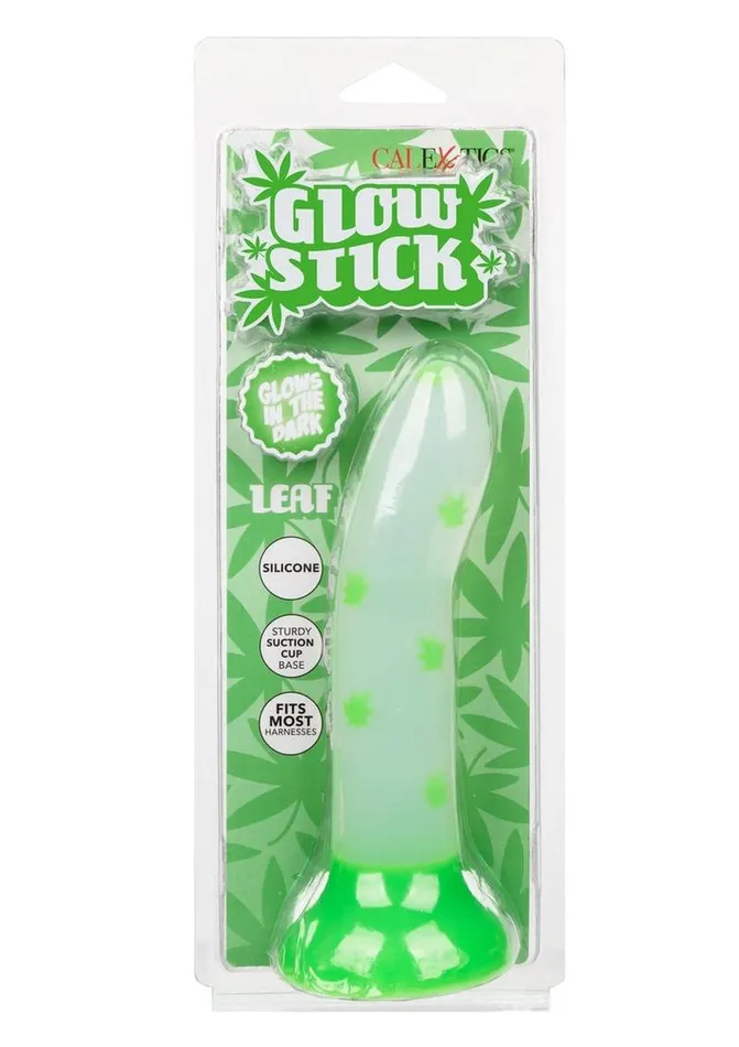 Glow Stick Female Sex Toys Glow Stick Leaf Silicone Glow In The Dark Dildo with Suction Base