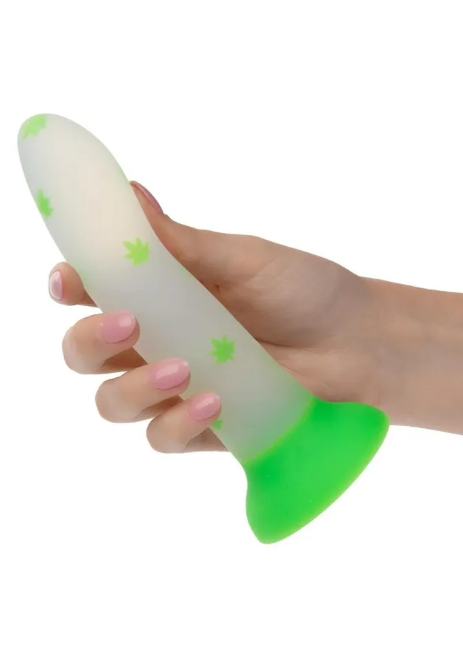 Glow Stick Female Sex Toys Glow Stick Leaf Silicone Glow In The Dark Dildo with Suction Base