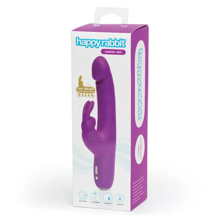 Happy Rabbit Vibrators Happy Rabbit Slimline Realistic Purple