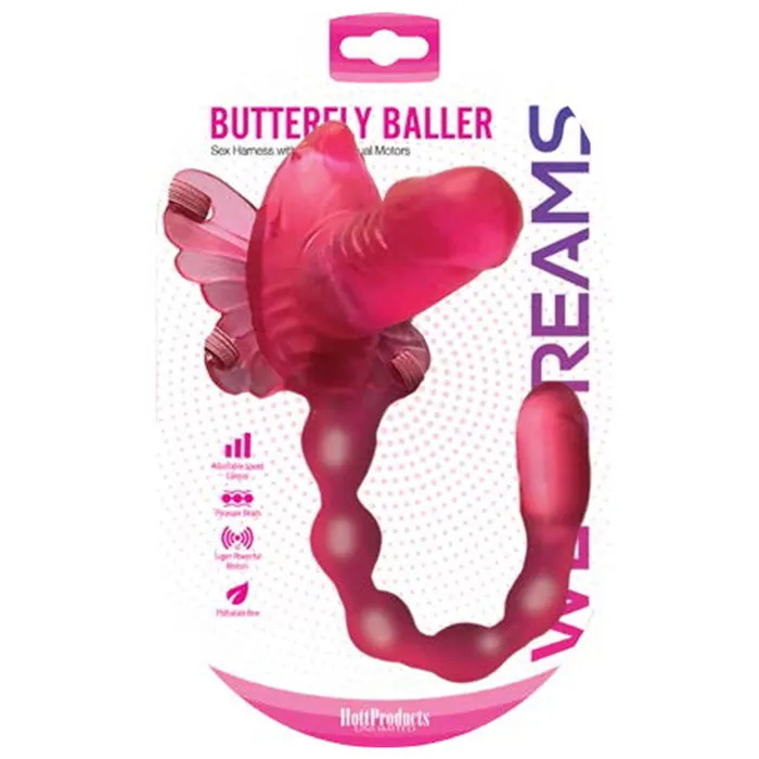 Hott Products Female Sex Toys Wet Dreams Butterfly Baller Sex Harness w Dildo