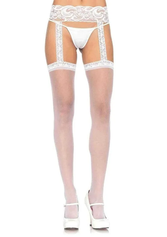 Leg Avenue Hosiery Leg Avenue Sheer ThiHi with Lace Garter Belt