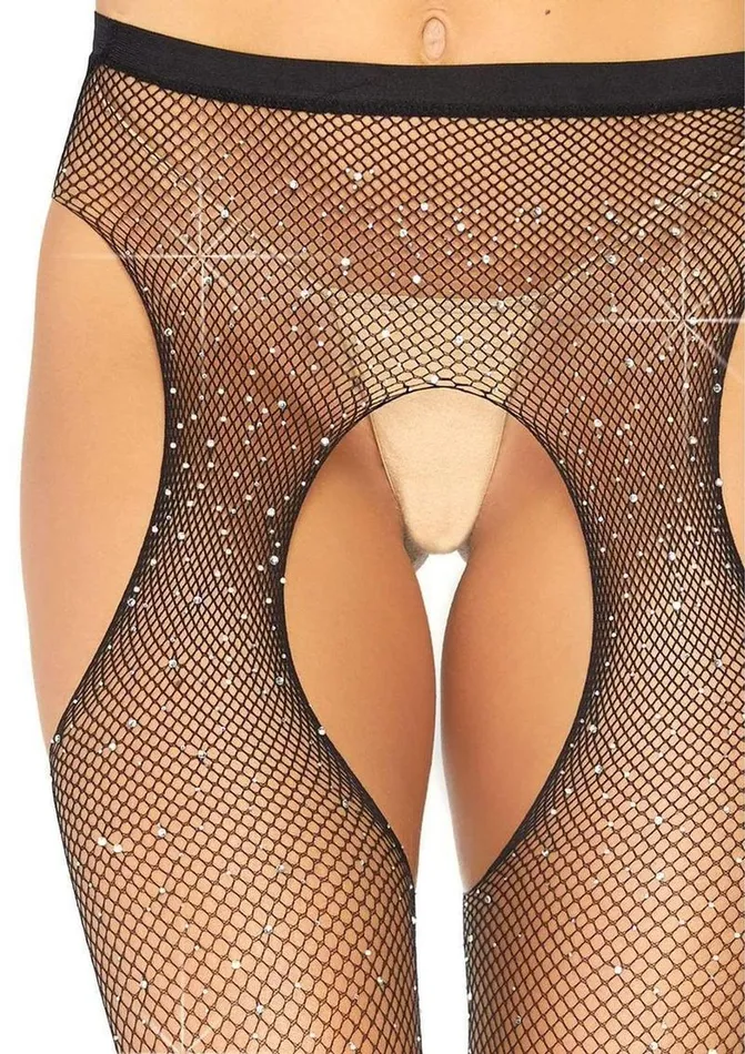 Leg Avenue Vibrators Leg Avenue Crystalized Fishnet Suspender Pantyhose