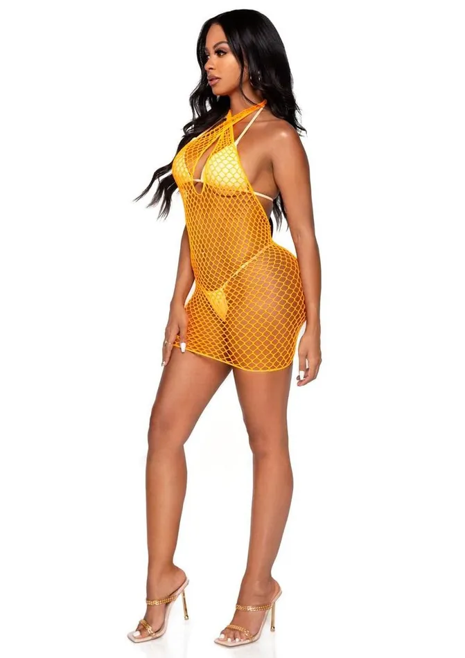 Leg Avenue Woven Net Twist Halter Mini Dress Leg Avenue Female Sex Toys