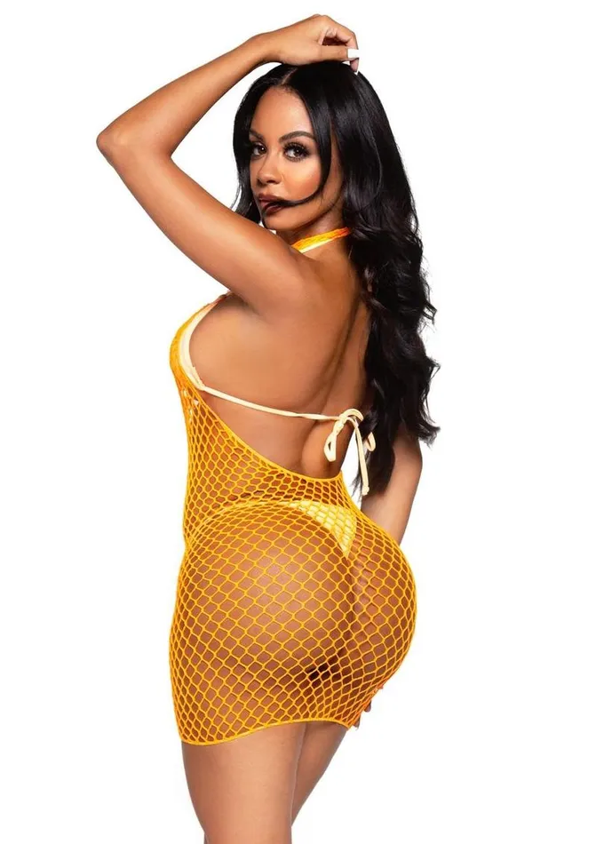 Leg Avenue Woven Net Twist Halter Mini Dress Leg Avenue Female Sex Toys