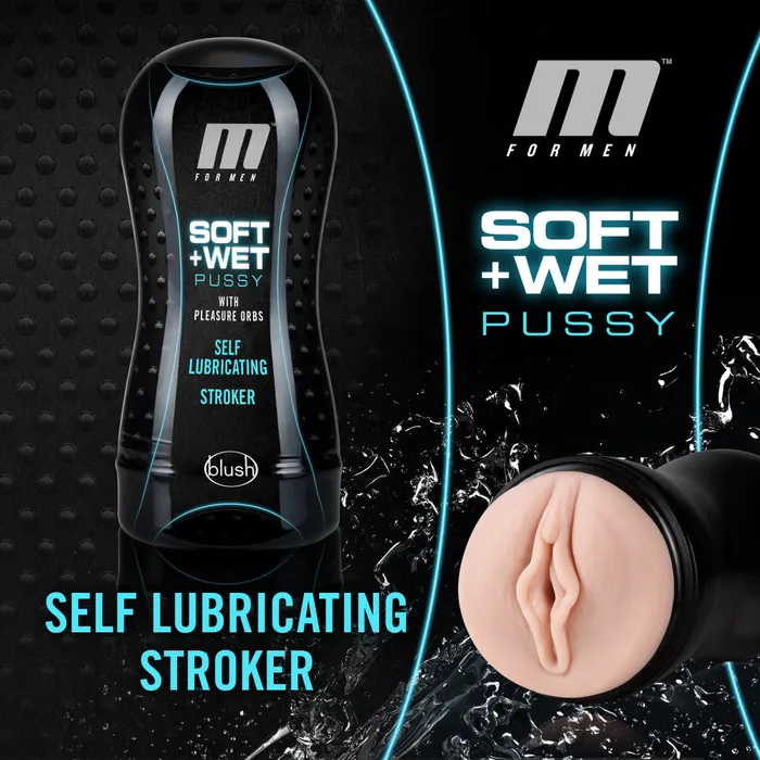 M for Men Male Sex Toys M for Men Soft and Wet Pussy w Pleasure Orbs Self Lubricating Stroker