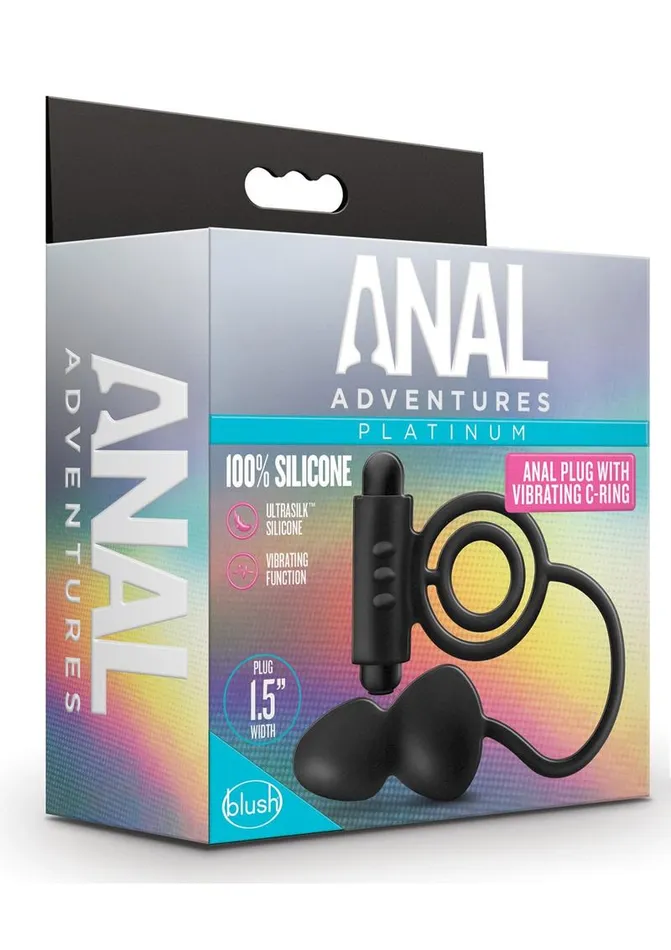 Male Sex Toys Anal Adventures Anal Adventures Platinum Silicone Anal Plug with Vibrating Cock Ring