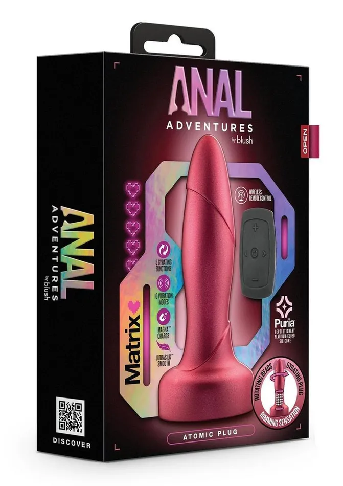 Male Sex Toys Anal Adventures Matrix Atomic Plug Rechargeable Silicone Anal Plug with Remote Martian Anal Adventures