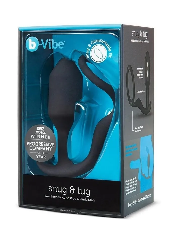 Male Sex Toys BVibe Snug and Tug Silicone Cock Ring and Anal Plug bVibe