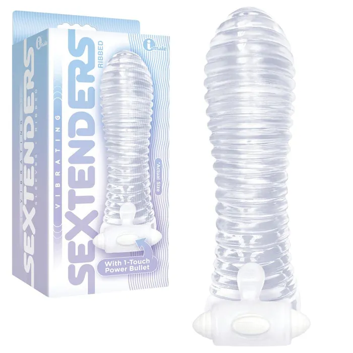 Male Sex Toys Icon Brands INC The 9s Vibrating Sextenders Ribbed Sleeve