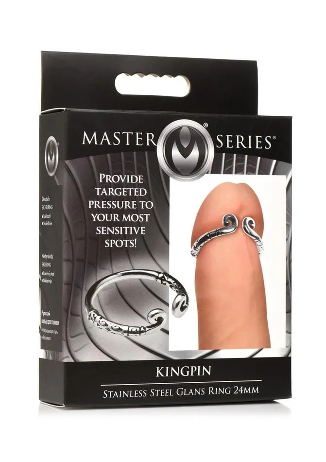 Male Sex Toys Master Series Master Series Kingpin Stainless Steel Glans Ring