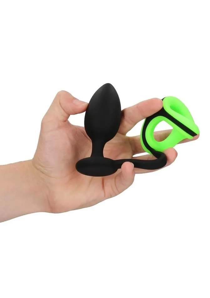 Male Sex Toys Ouch Ouch Butt Plug with Cock Ring and Ball Strap Silicone