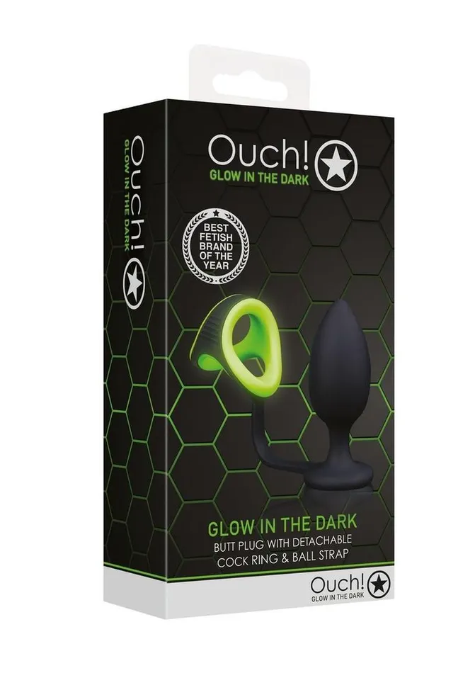 Male Sex Toys Ouch Ouch Butt Plug with Cock Ring and Ball Strap Silicone