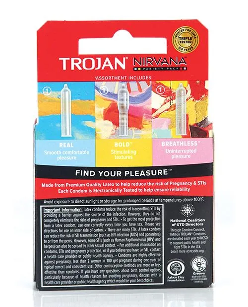 Male Sex Toys Paradise Marketing Trojan Nirvana Condom Pack Of 3