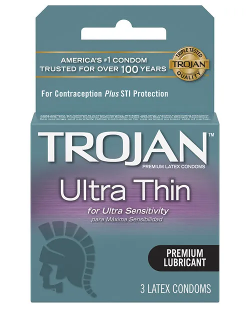 Male Sex Toys Paradise Marketing Trojan Ultra Thin Lubricated Condoms 3 pack