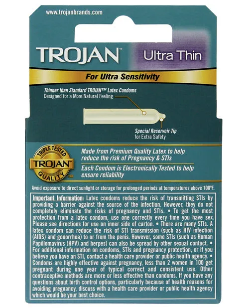 Male Sex Toys Paradise Marketing Trojan Ultra Thin Lubricated Condoms 3 pack