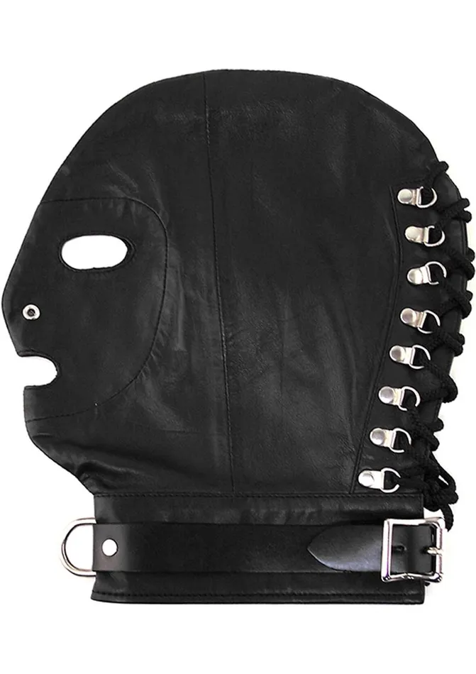 Male Sex Toys Rouge Rouge Leather Mask with D Ring and Lock Strap