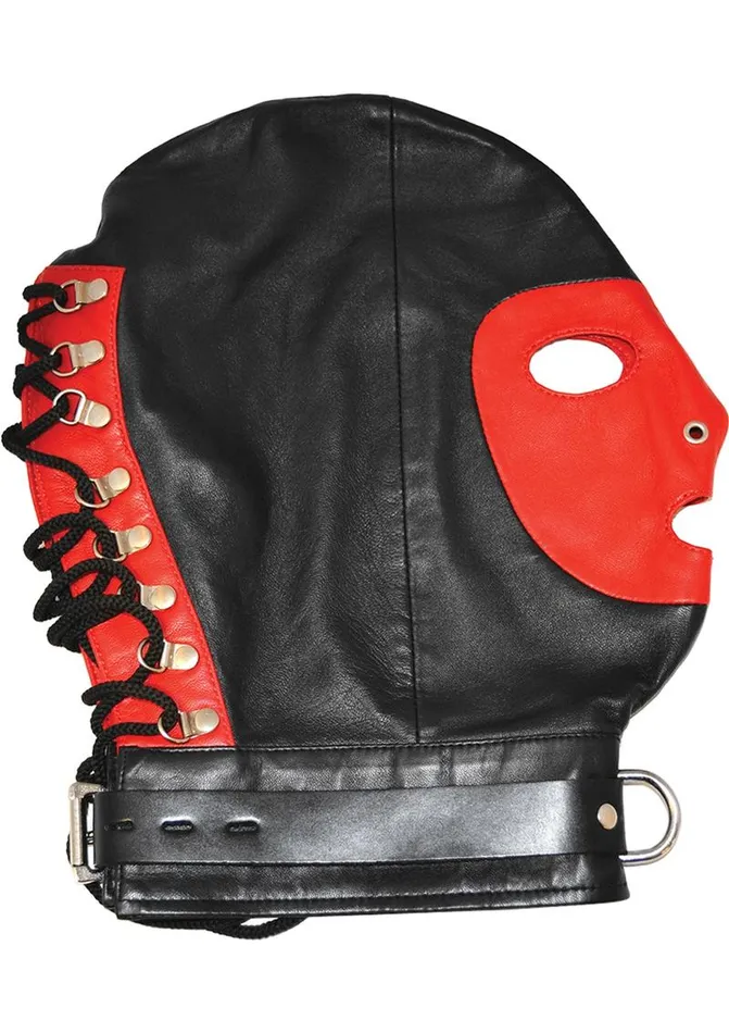 Male Sex Toys Rouge Rouge Leather Mask with D Ring and Lock Strap